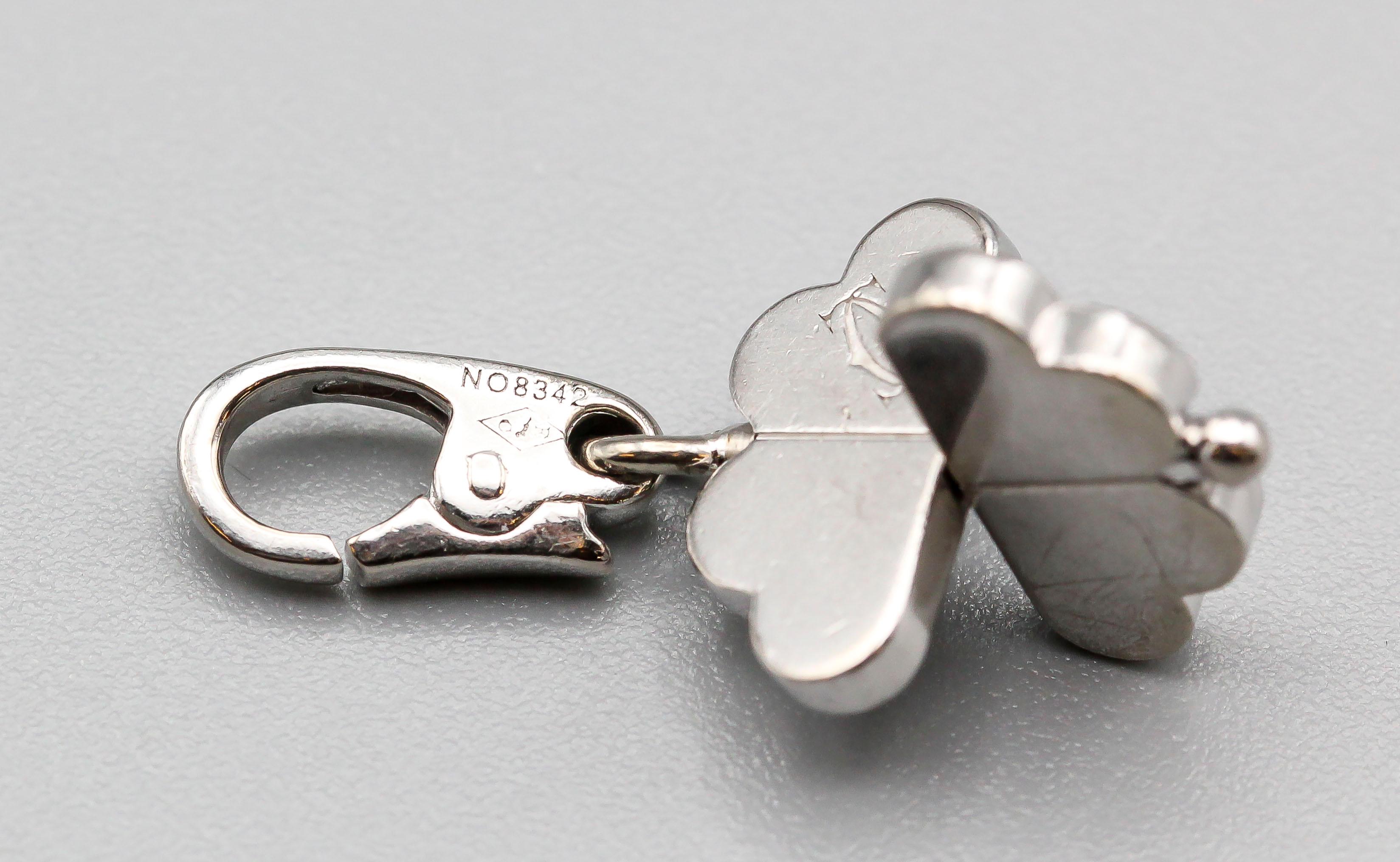 Cartier Diamond 18 Karat White 4 Leaf Clover Charm In Good Condition In New York, NY