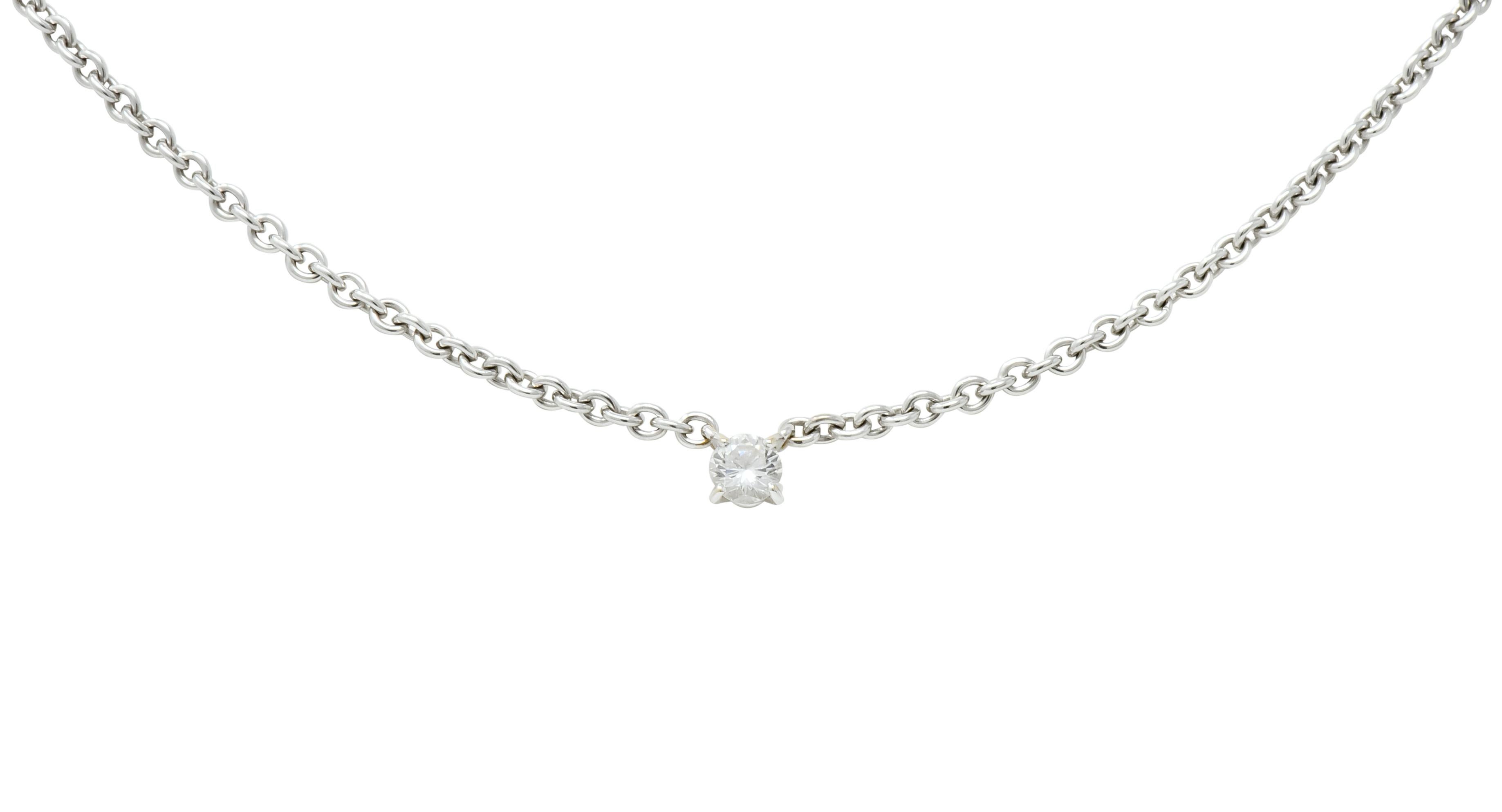 Cartier Diamond 18 Karat White Gold Contemporary French Solitaire Necklace 2