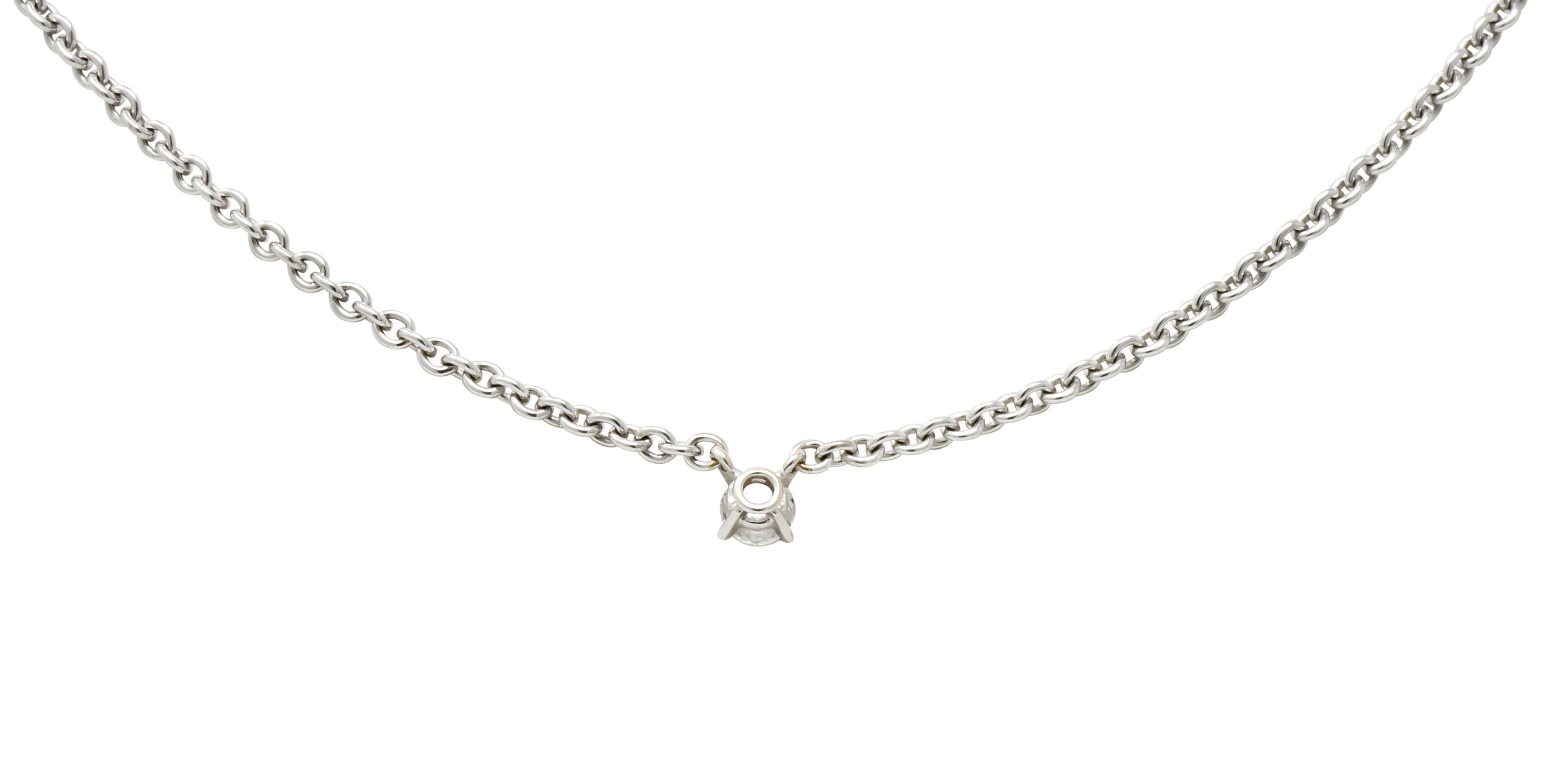 Cartier Diamond 18 Karat White Gold Contemporary French Solitaire Necklace 3