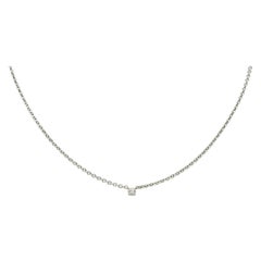 Cartier Diamond 18 Karat White Gold Contemporary French Solitaire Necklace