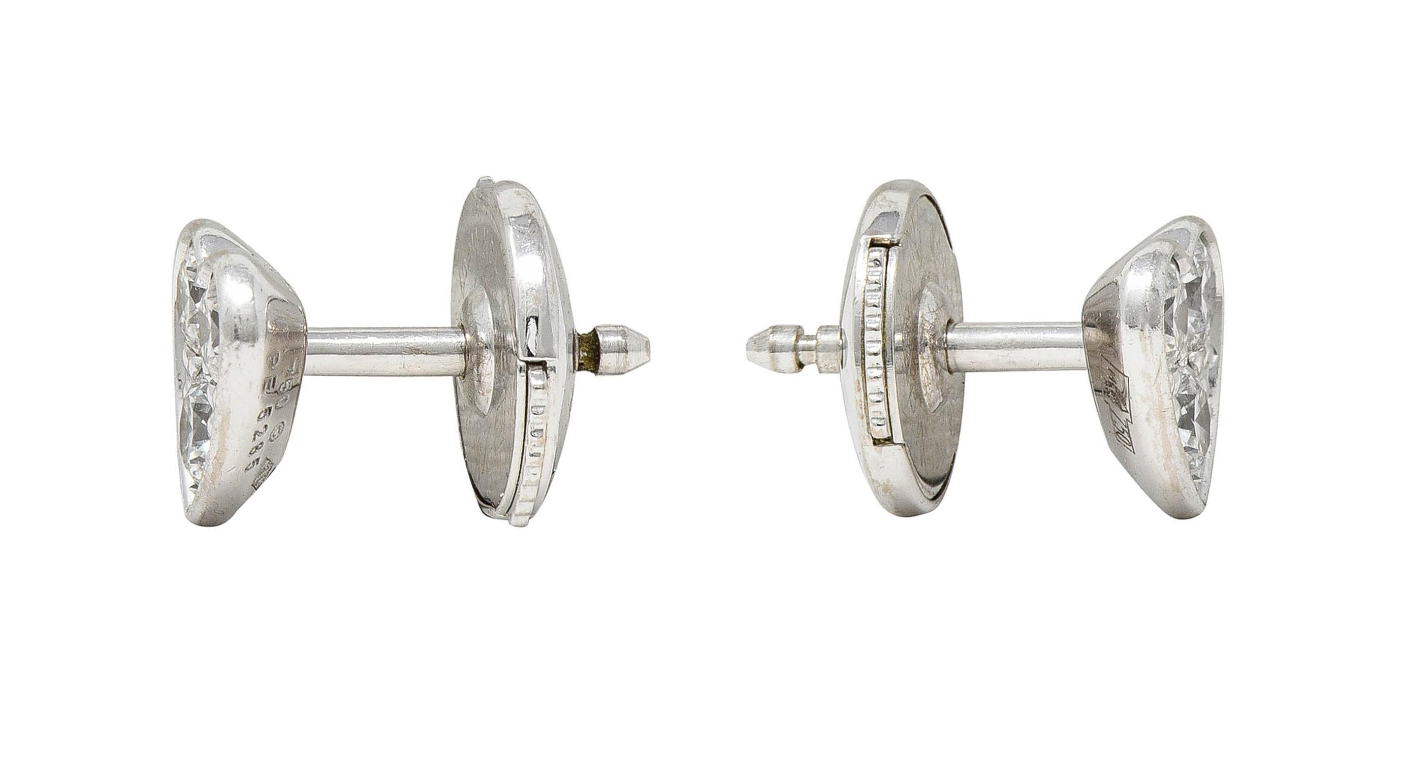 Round Cut Cartier Diamond 18 Karat White Gold Contemporary Heart Love Stud Earrings For Sale