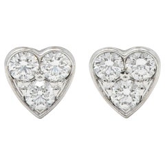 Cartier Diamond 18 Karat White Gold Contemporary Heart Love Stud Earrings