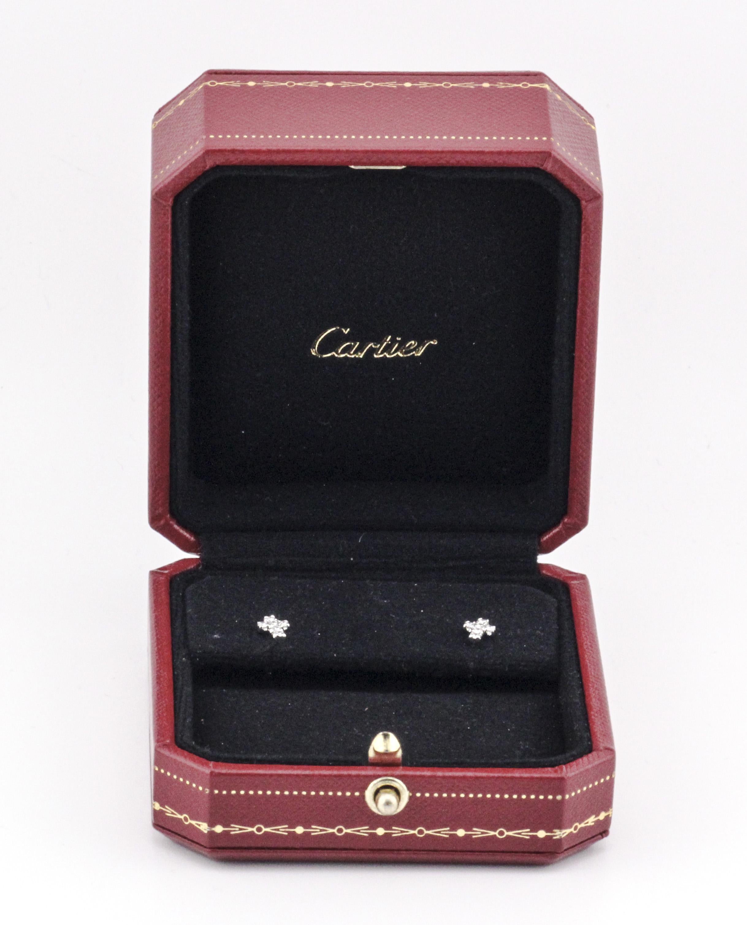 Women's Cartier Diamond  18 Karat White Gold Cross Stud Earrings For Sale