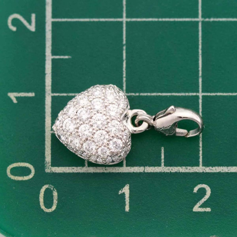 Cartier Diamond 18 Karat White Gold Heart Baby Charm For Sale 2