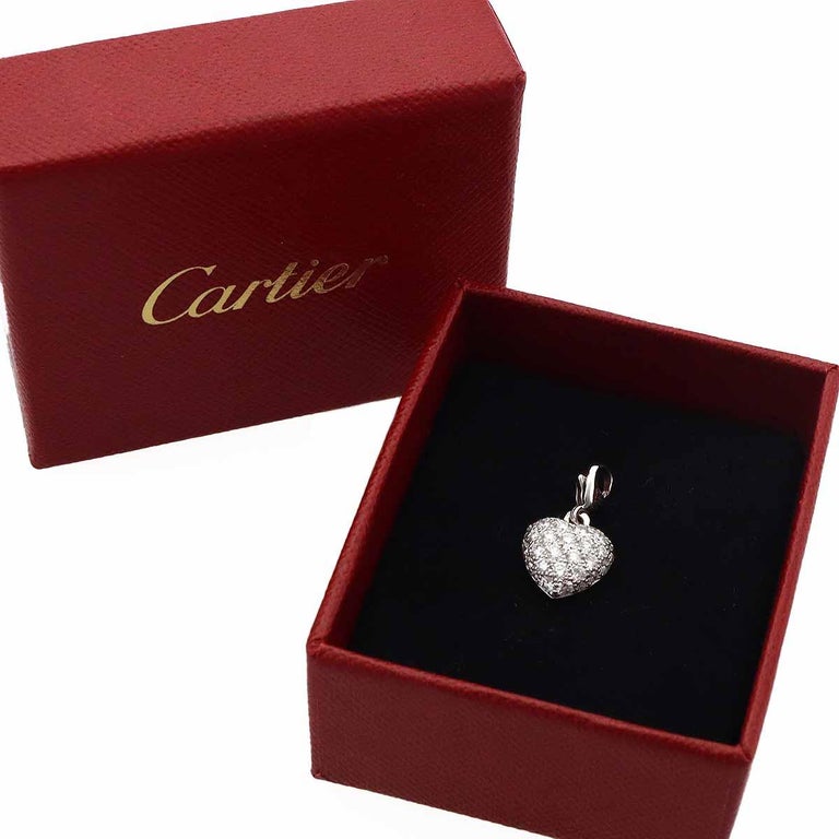 Cartier Diamond 18 Karat White Gold Heart Baby Charm For Sale 3