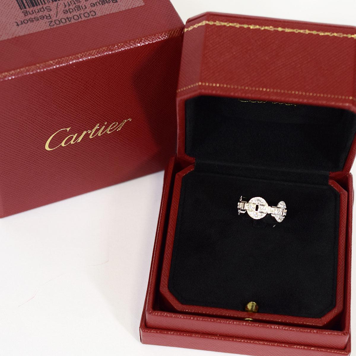 Cartier Himalia Diamond 18 Karat White Gold Ring US 4 In Good Condition For Sale In Tokyo, JP