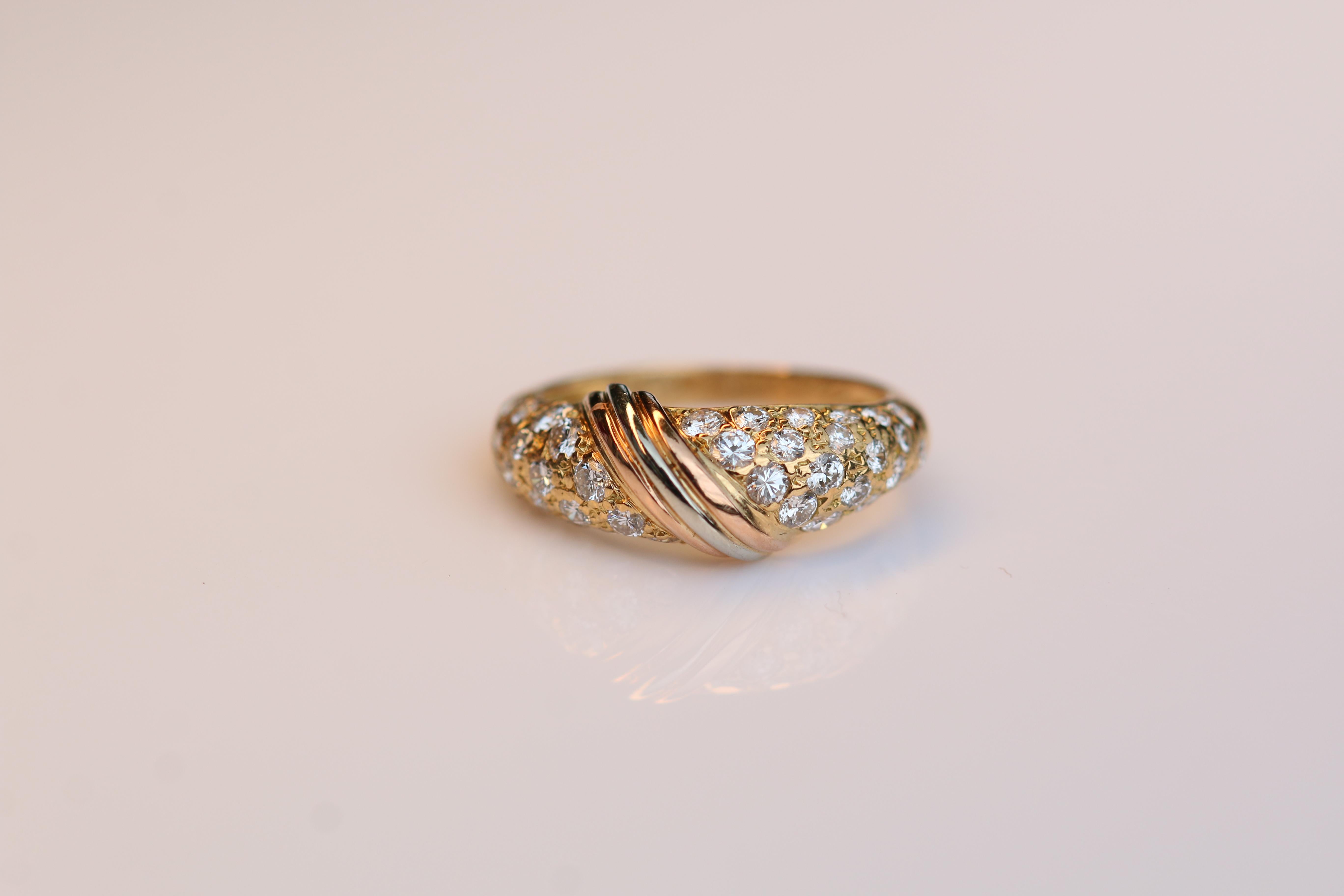 Contemporary Cartier Diamond 18 Karat Yellow Gold Band Ring