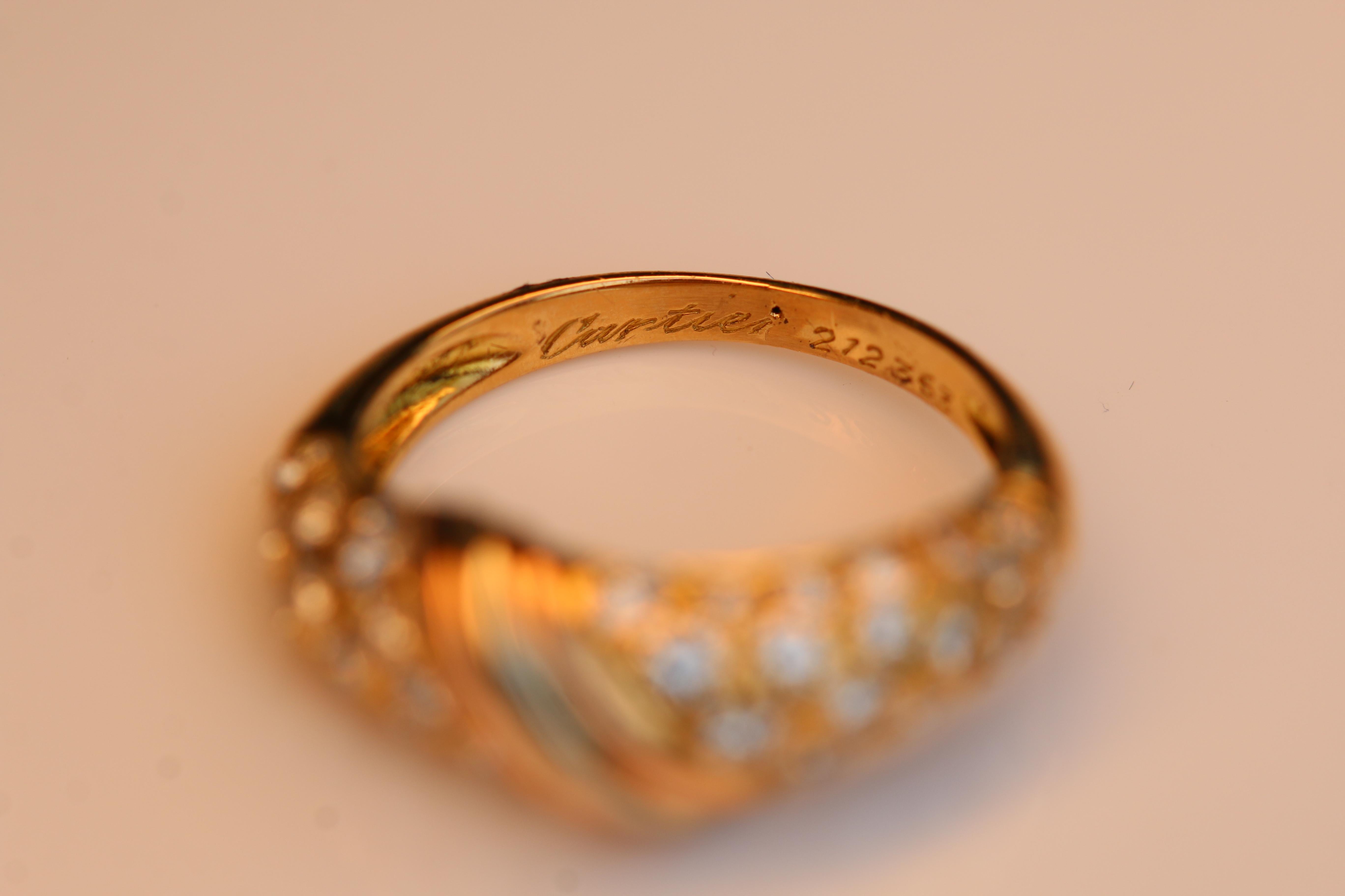 Cartier Diamond 18 Karat Yellow Gold Band Ring In Excellent Condition In Banbury, GB
