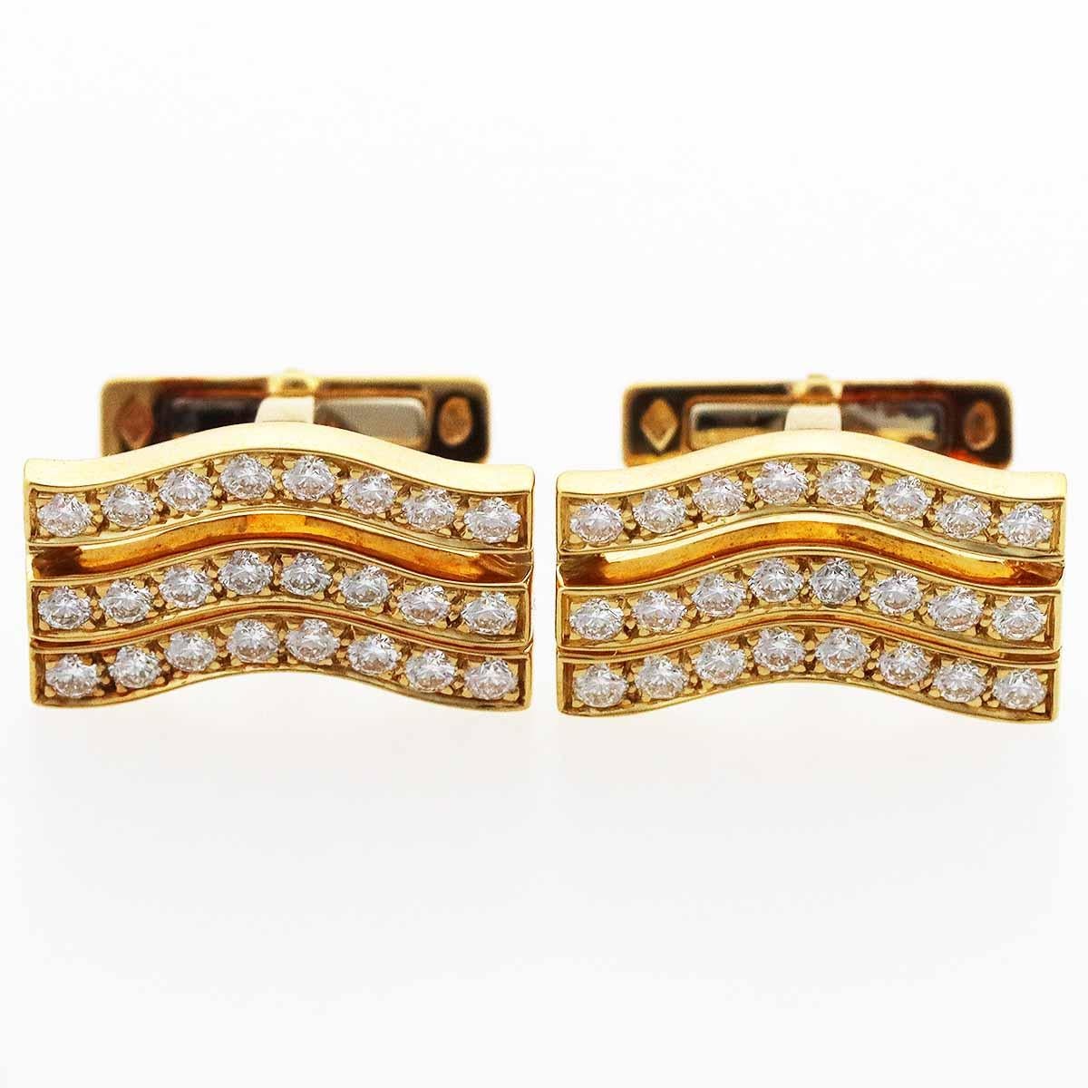Taille ronde Cartier Boutons de manchette en or jaune 18 carats et diamants en vente