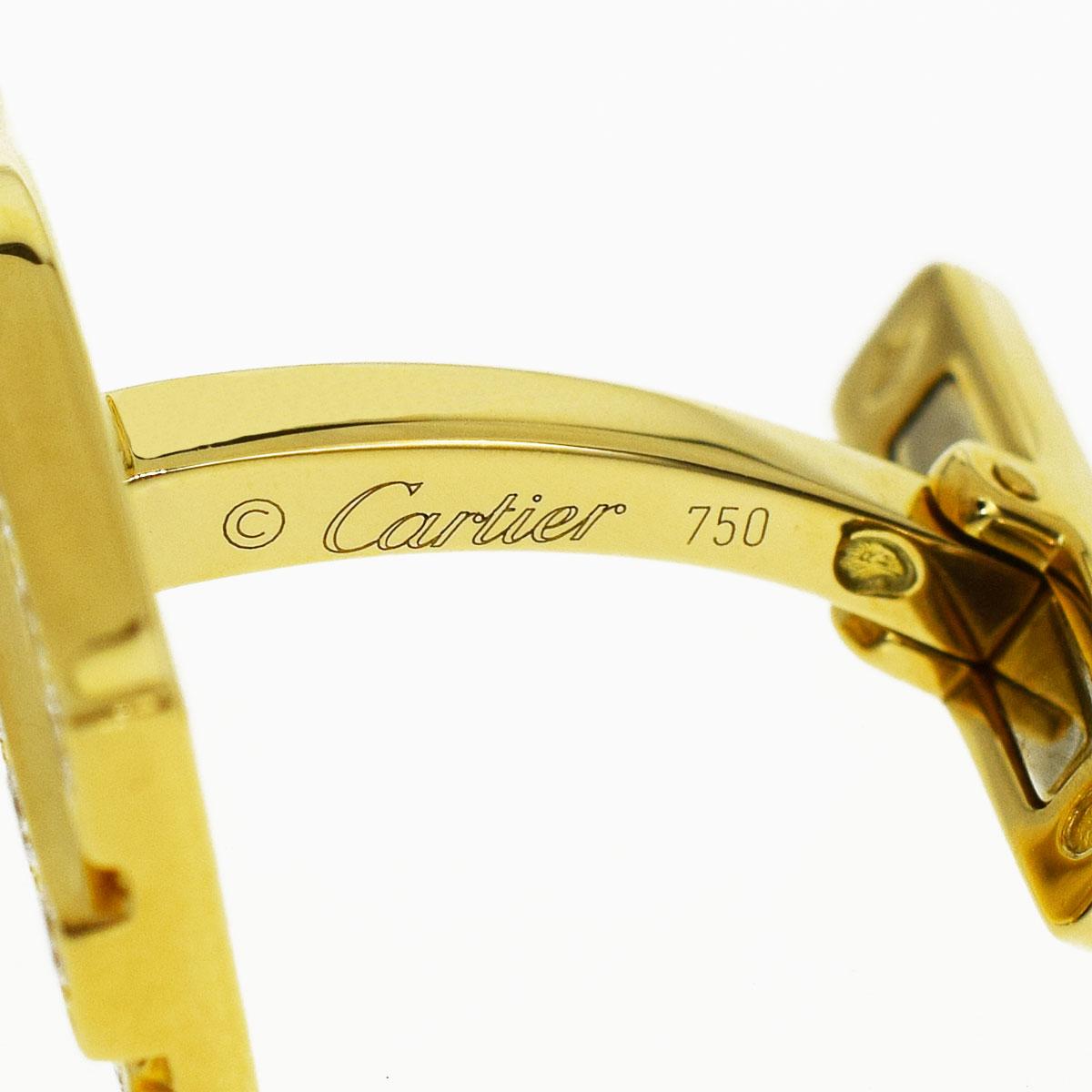 Cartier Diamond 18 Karat Yellow Gold Cufflinks In Good Condition For Sale In Tokyo, JP