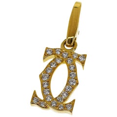 Cartier Diamond 18 Karat Yellow Gold Double 2C Charm