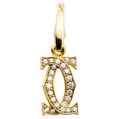 Cartier Diamond 18 Karat Yellow Gold Double C-Logo Charm Pendant
