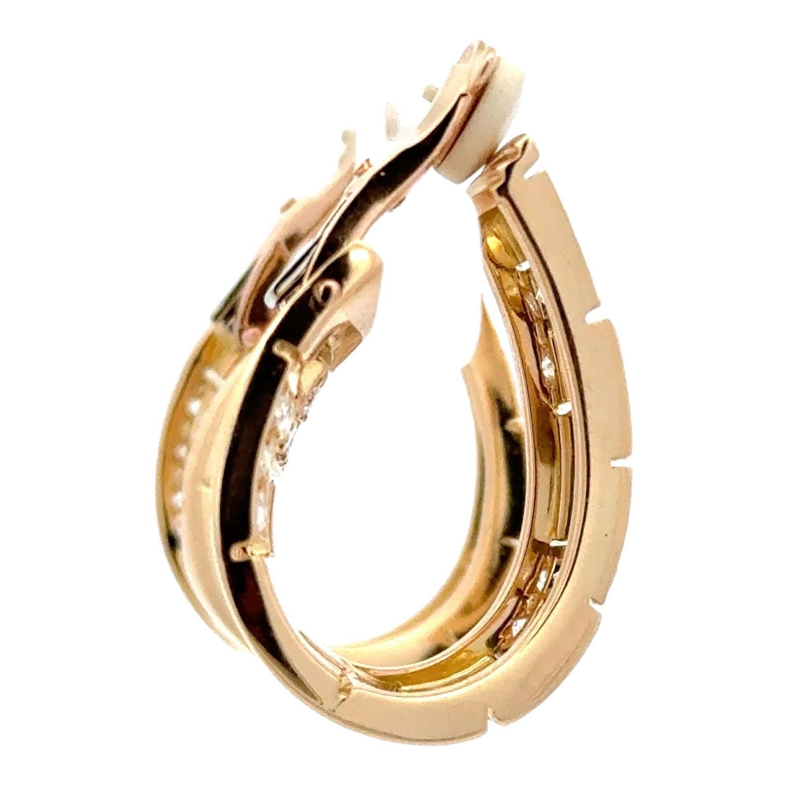 Cartier Diamond 18 Karat Yellow Gold In & Out Estate Hoop Earrings 2