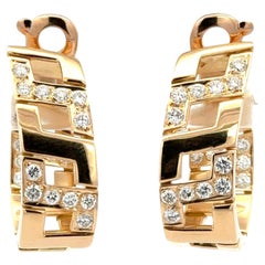 Cartier Diamond 18 Karat Yellow Gold In & Out Estate Hoop Earrings