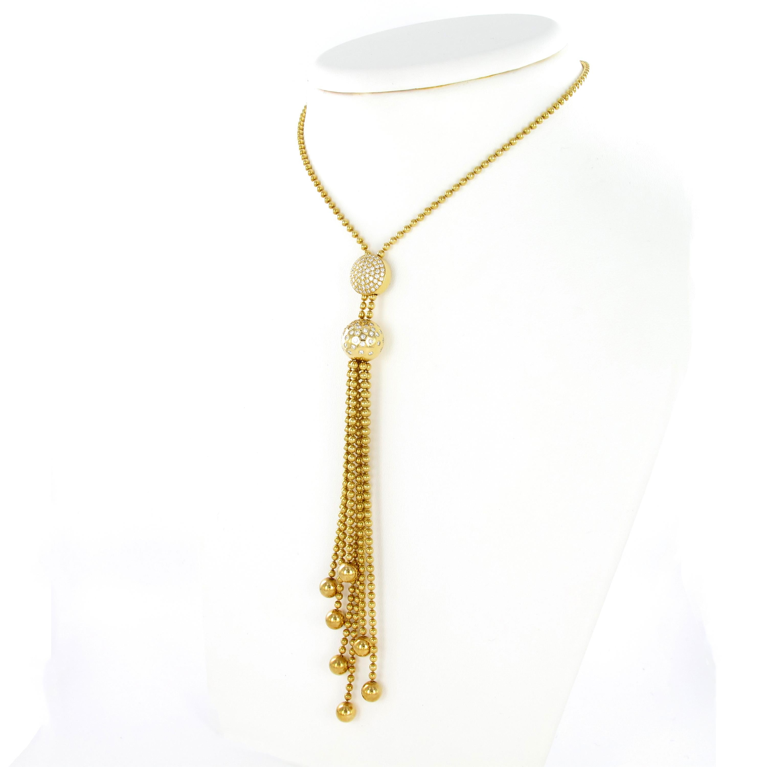 Round Cut Cartier Diamond 18 Karat Yellow Gold Necklace