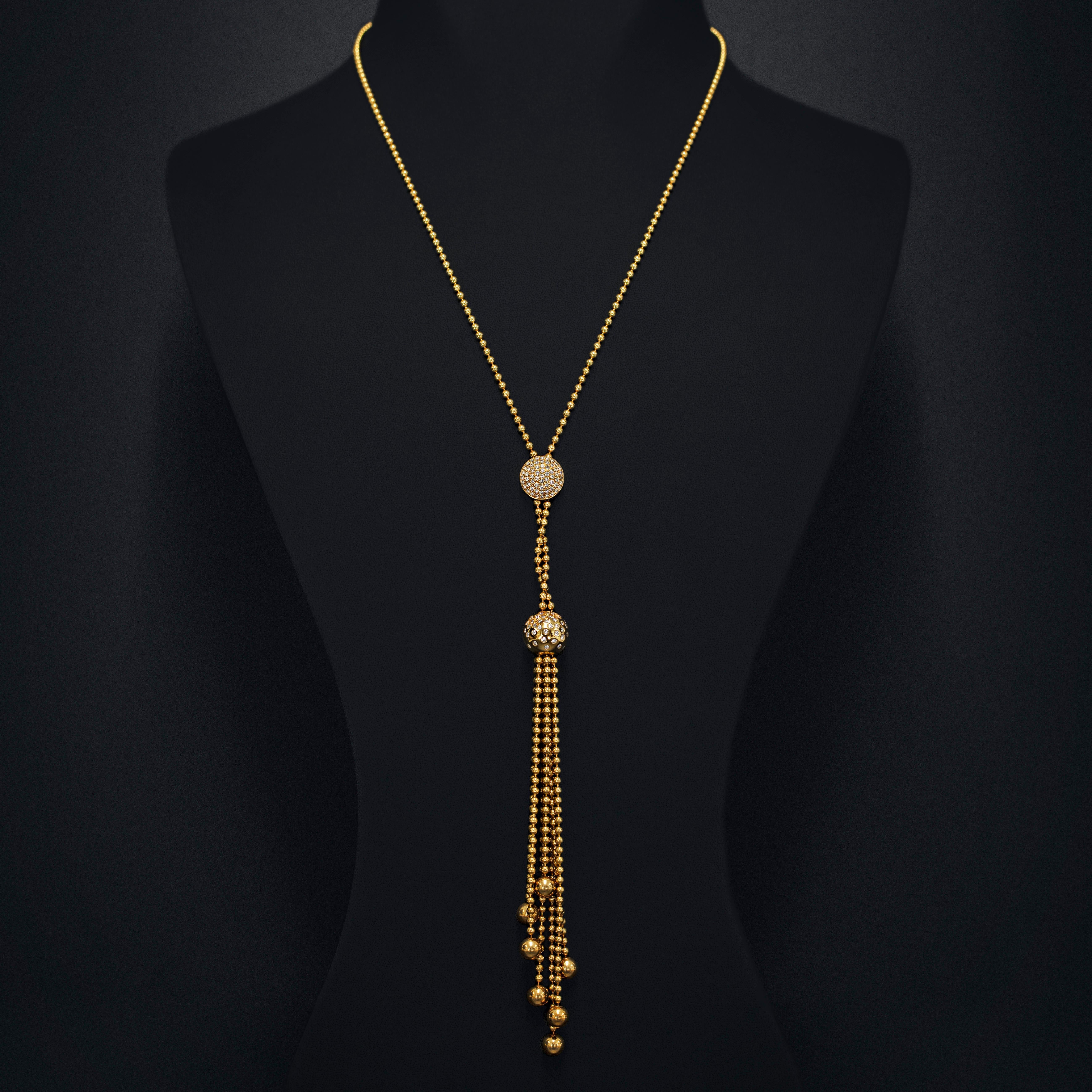 Modern Cartier Diamond 18 Karat Yellow Gold Necklace