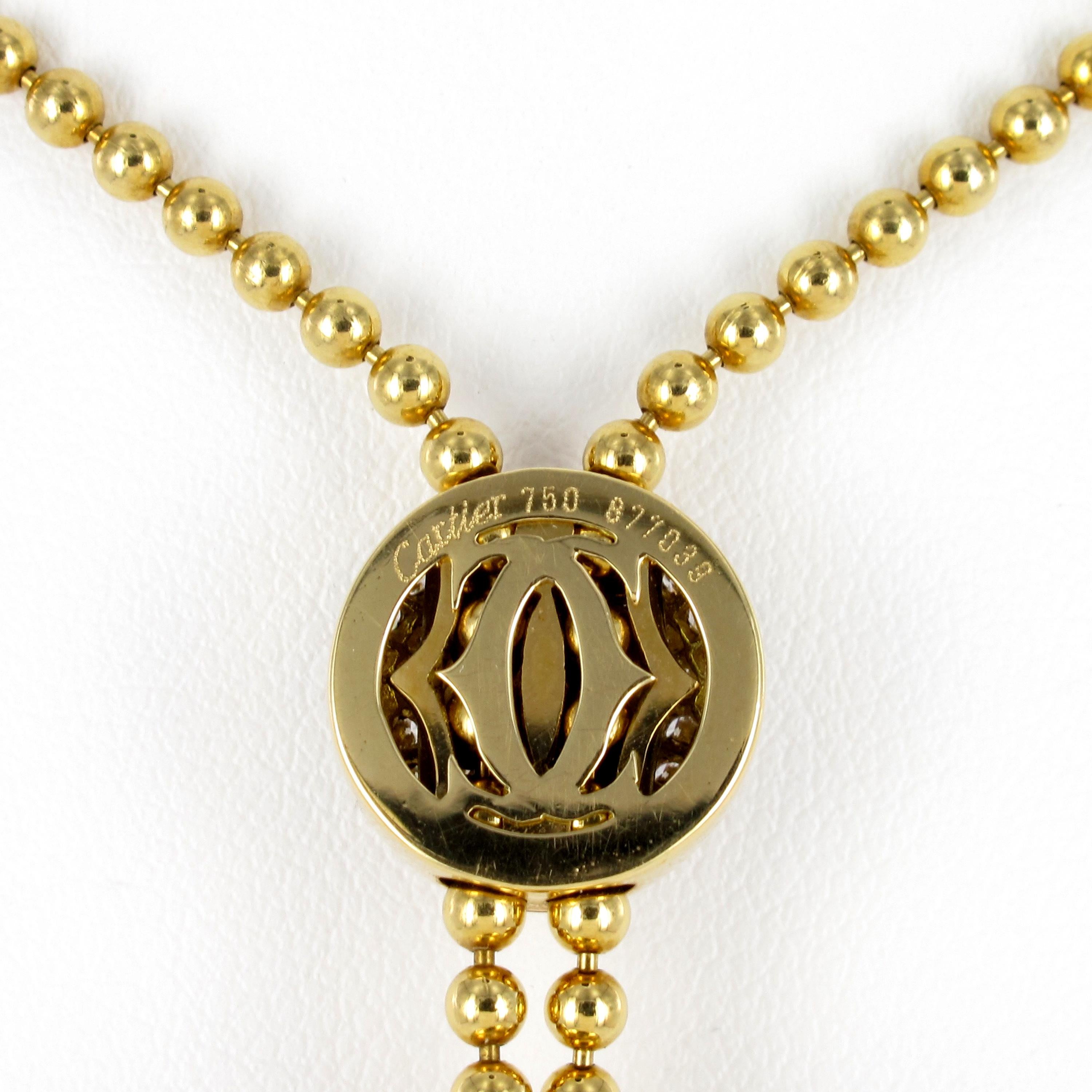 Women's or Men's Cartier Diamond 18 Karat Yellow Gold Necklace