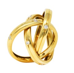 Cartier Diamond 18 Karat Yellow Gold Unisex Trinity Rolling Ring