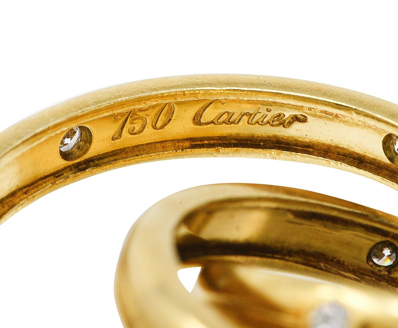 Contemporary Cartier Diamond 18 Karat Yellow Gold Unisex Trinity Rolling Ring