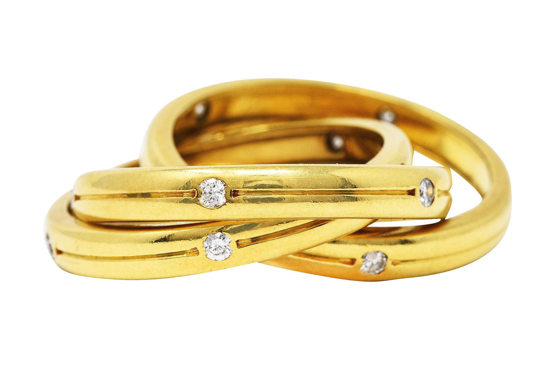 Cartier Diamond 18 Karat Yellow Gold Unisex Trinity Rolling Ring 1