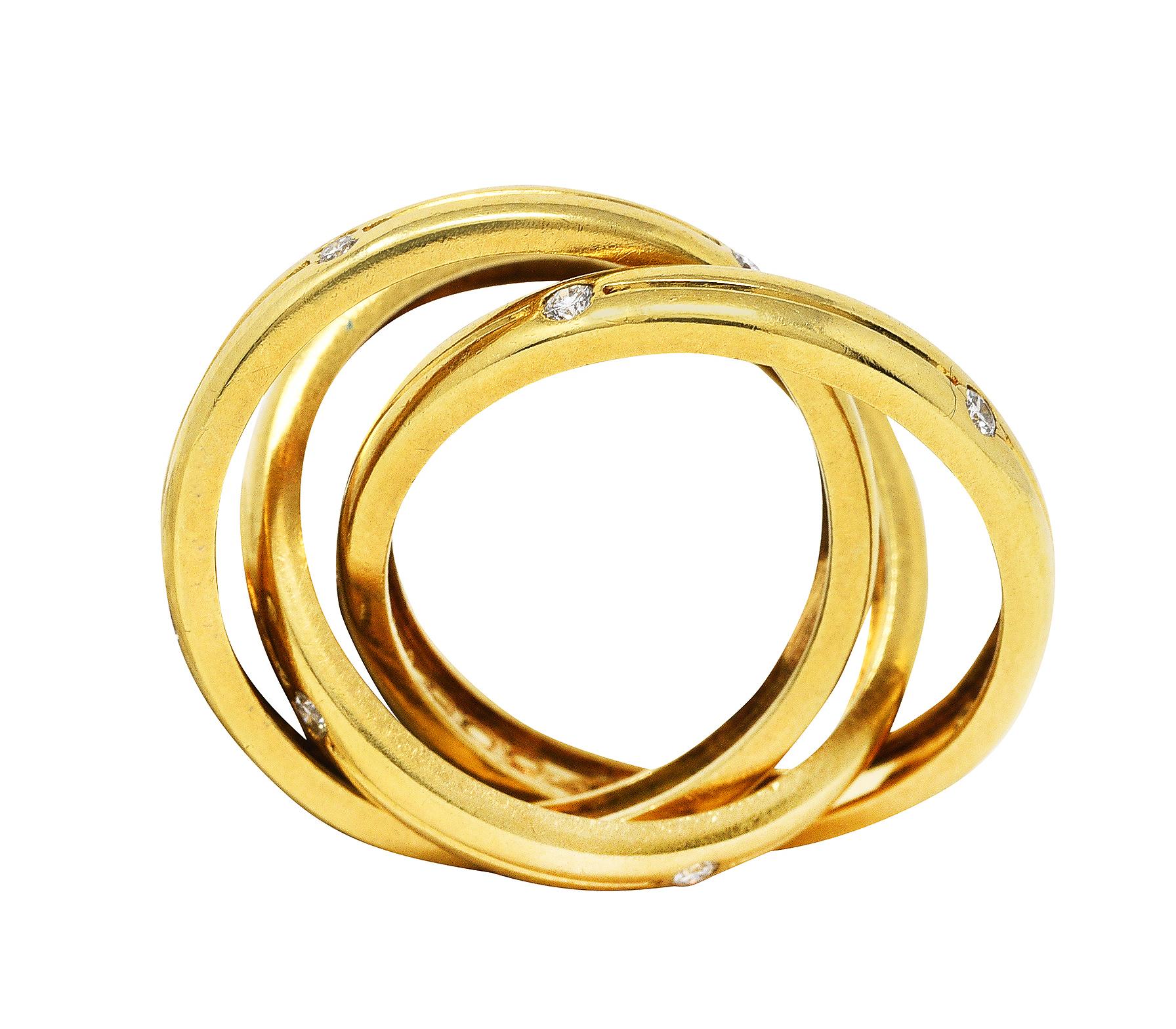 Cartier Diamond 18 Karat Yellow Gold Unisex Trinity Rolling Ring 3