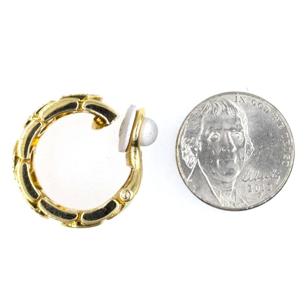 Round Cut Cartier Diamond 18 Karat Yellow Gold Wide Hoop Clip Earrings