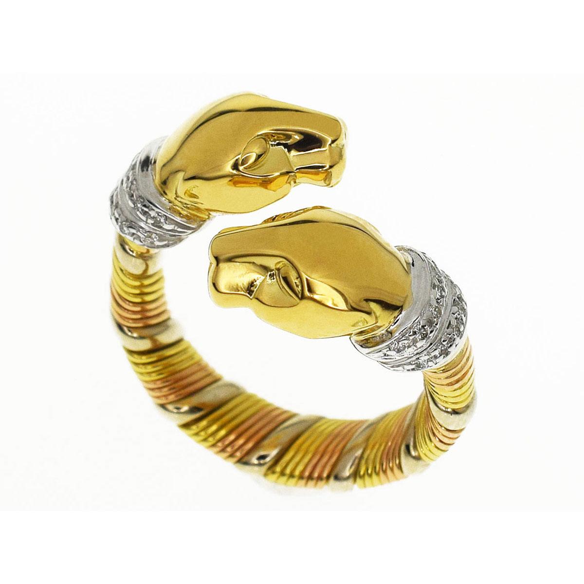 Cartier Cougar-Panther-Ring, Diamant 18 Karat Gelb-, Weiß- und Rosagold, US 4 im Angebot 2