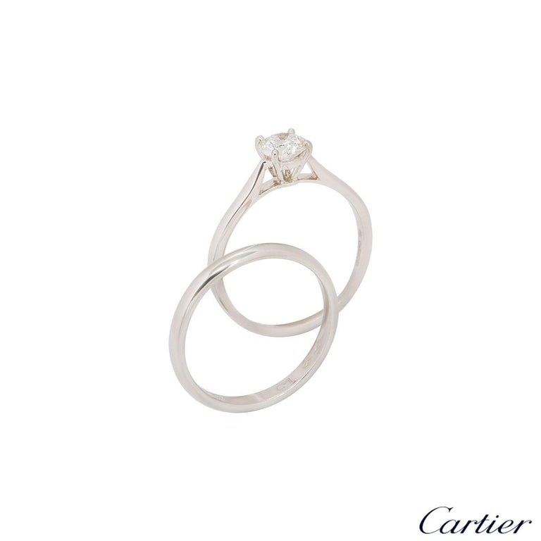 Cartier Diamond 1895 Solitaire Engagement Ring 0.50 Carat with Wedding ...