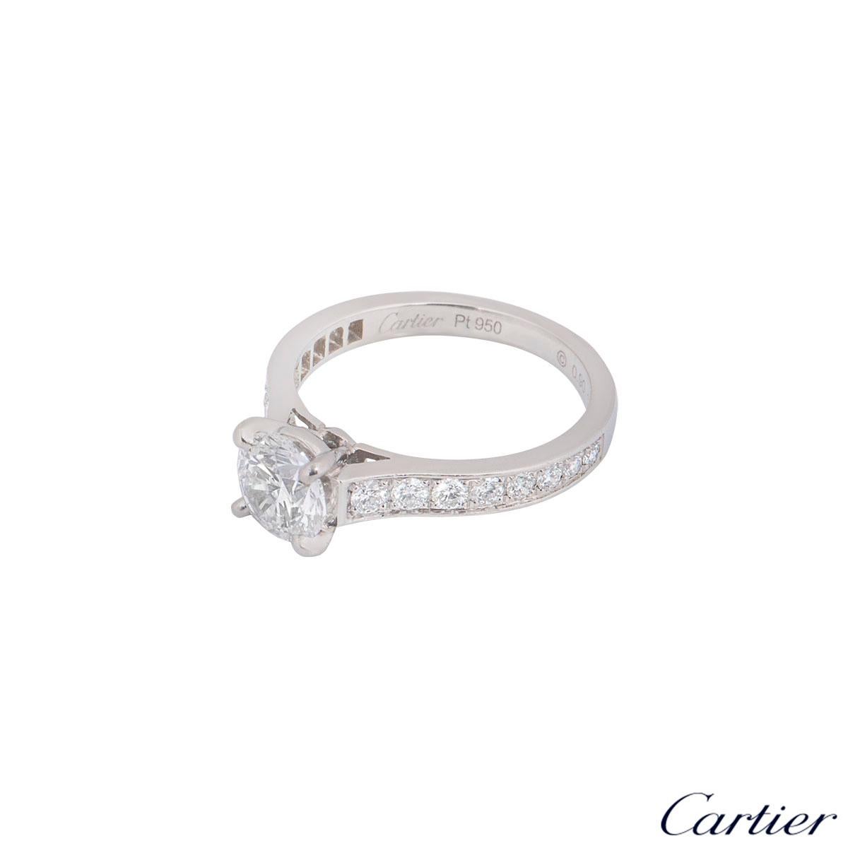 Cartier Diamond 1895 Solitaire Engagement Ring 0.90 Carat E/VS2 In Excellent Condition In London, GB