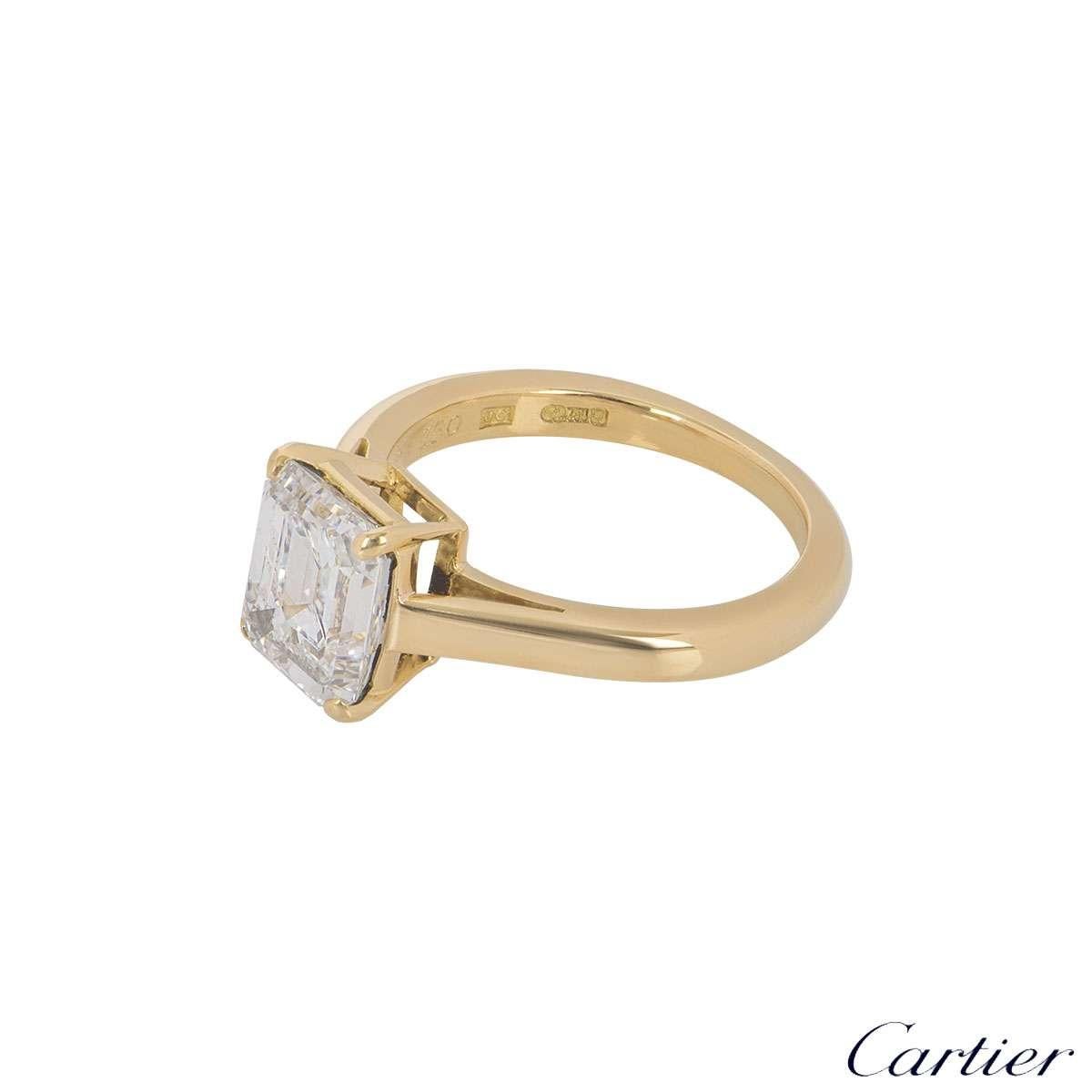 Emerald Cut Cartier Diamond 1895 Solitaire Engagement Ring 1.84 Carat