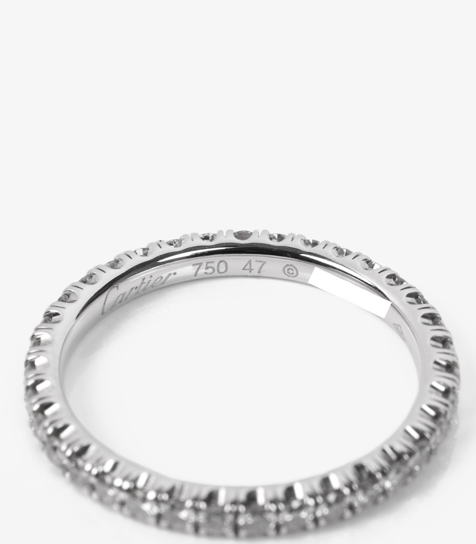 Round Cut Cartier Diamond 18ct White Gold Etincelle de Cartier 2mm Band Ring For Sale