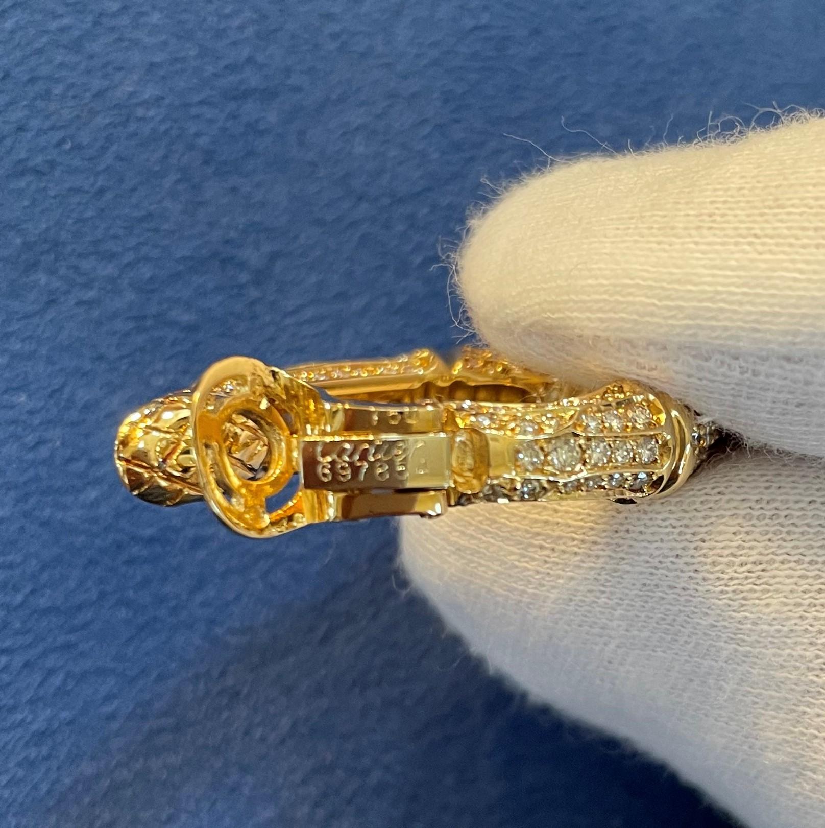 Cartier Créoles vintage en or 18 carats avec diamants et bambou en vente 3