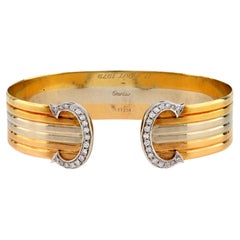 Cartier diamond 18k gold Trinity Double C cuff bracelet