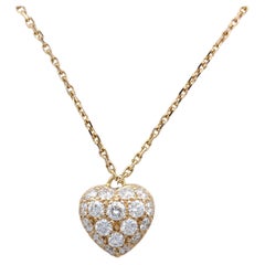 Cartier Diamond 18k Rose Gold Heart Shaped Pendant Necklace