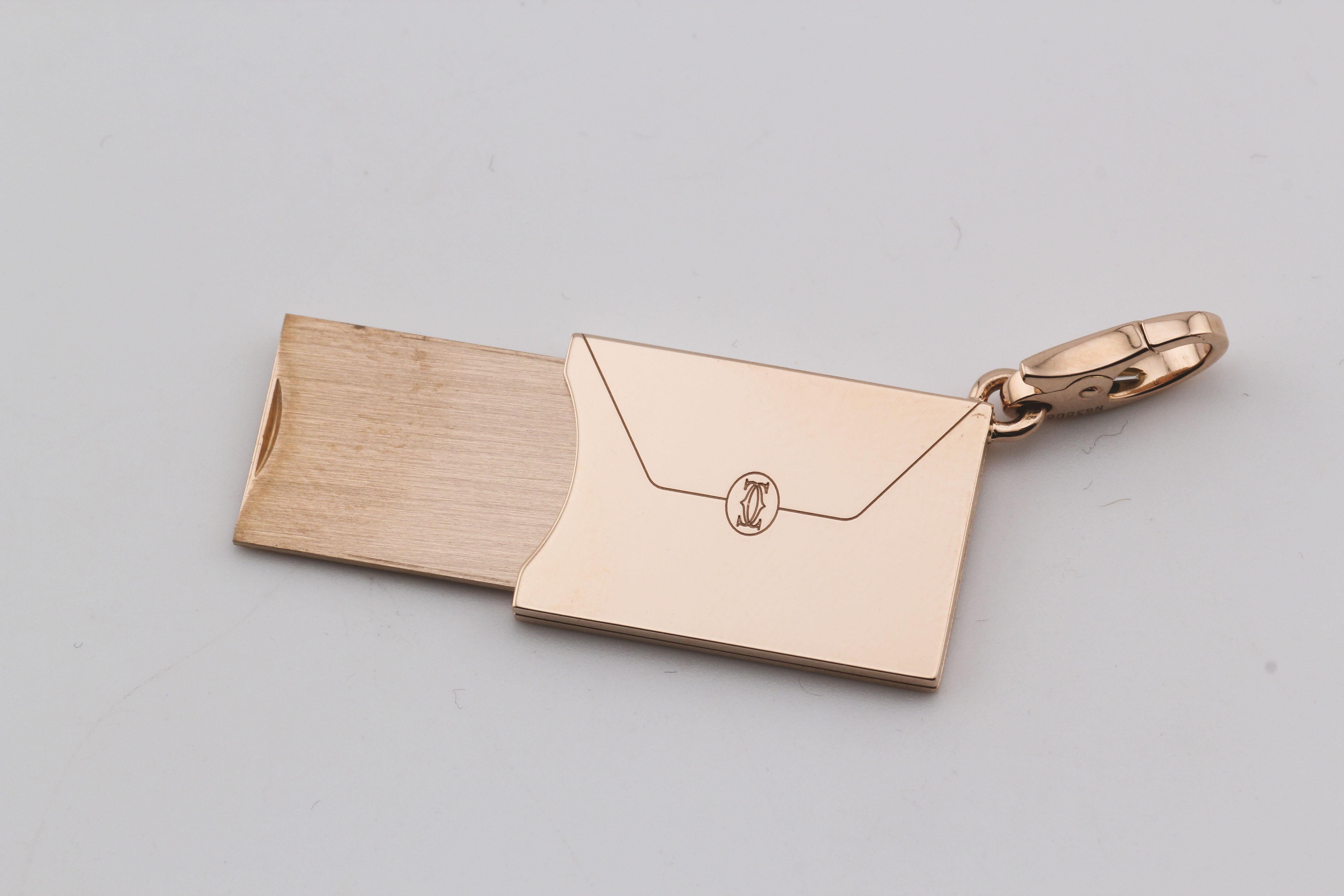Pendentif en or rose 18 carats avec breloque lettre Hidden Envelope et diamants de Cartier Unisexe en vente