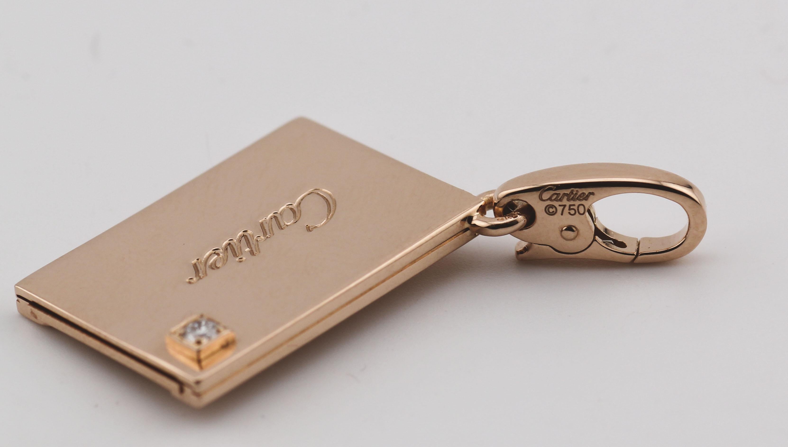 Pendentif en or rose 18 carats avec breloque lettre Hidden Envelope et diamants de Cartier en vente 1