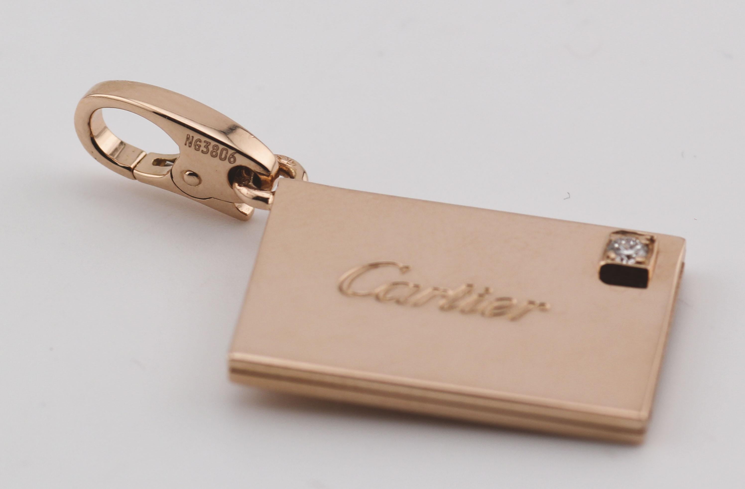 Pendentif en or rose 18 carats avec breloque lettre Hidden Envelope et diamants de Cartier en vente 2
