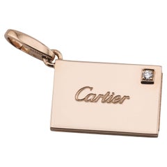 Cartier Diamond 18K Rose Gold Hidden Letter Envelope Charm Pendant