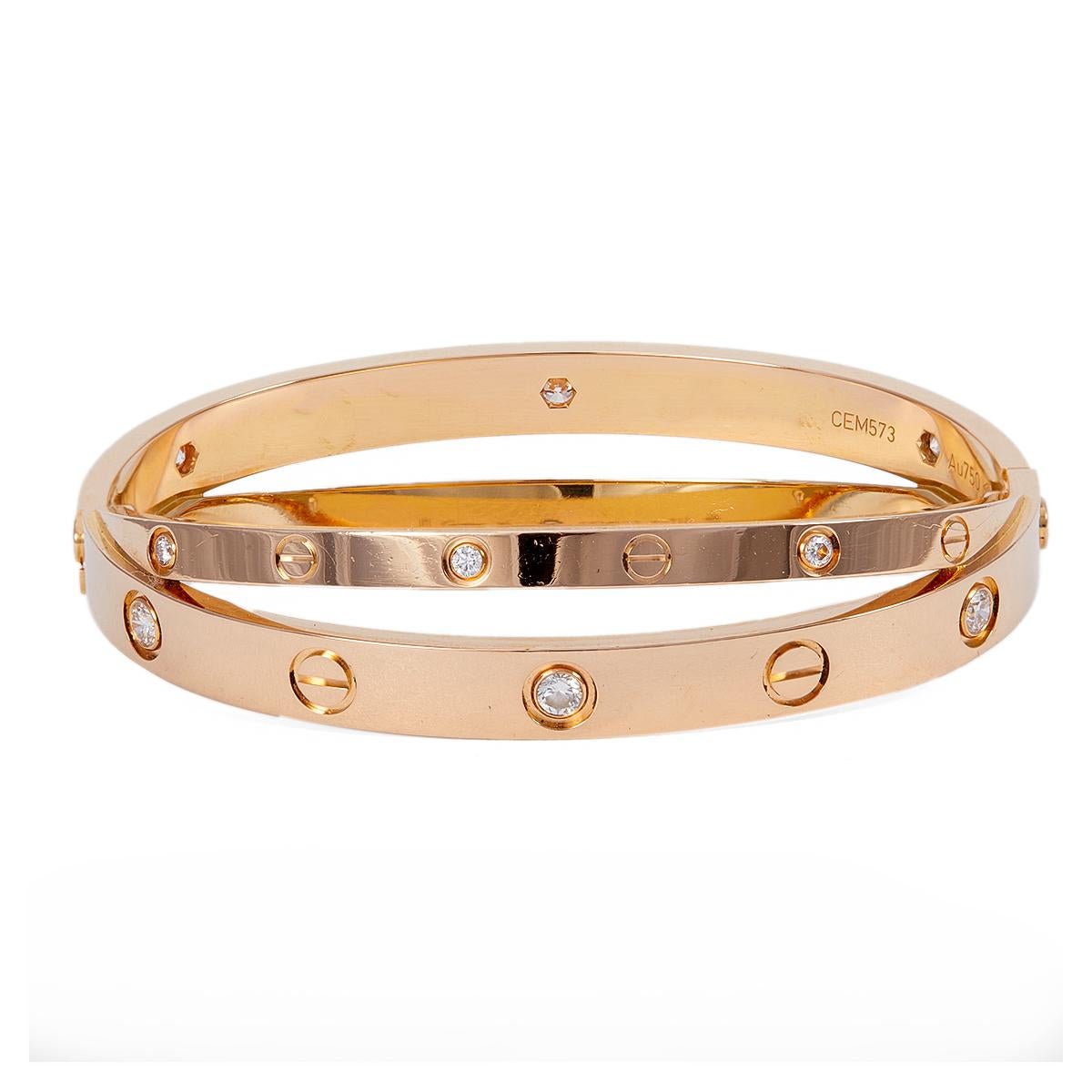 Cartier Diamond 18k Rose Gold Love Bracelet 1