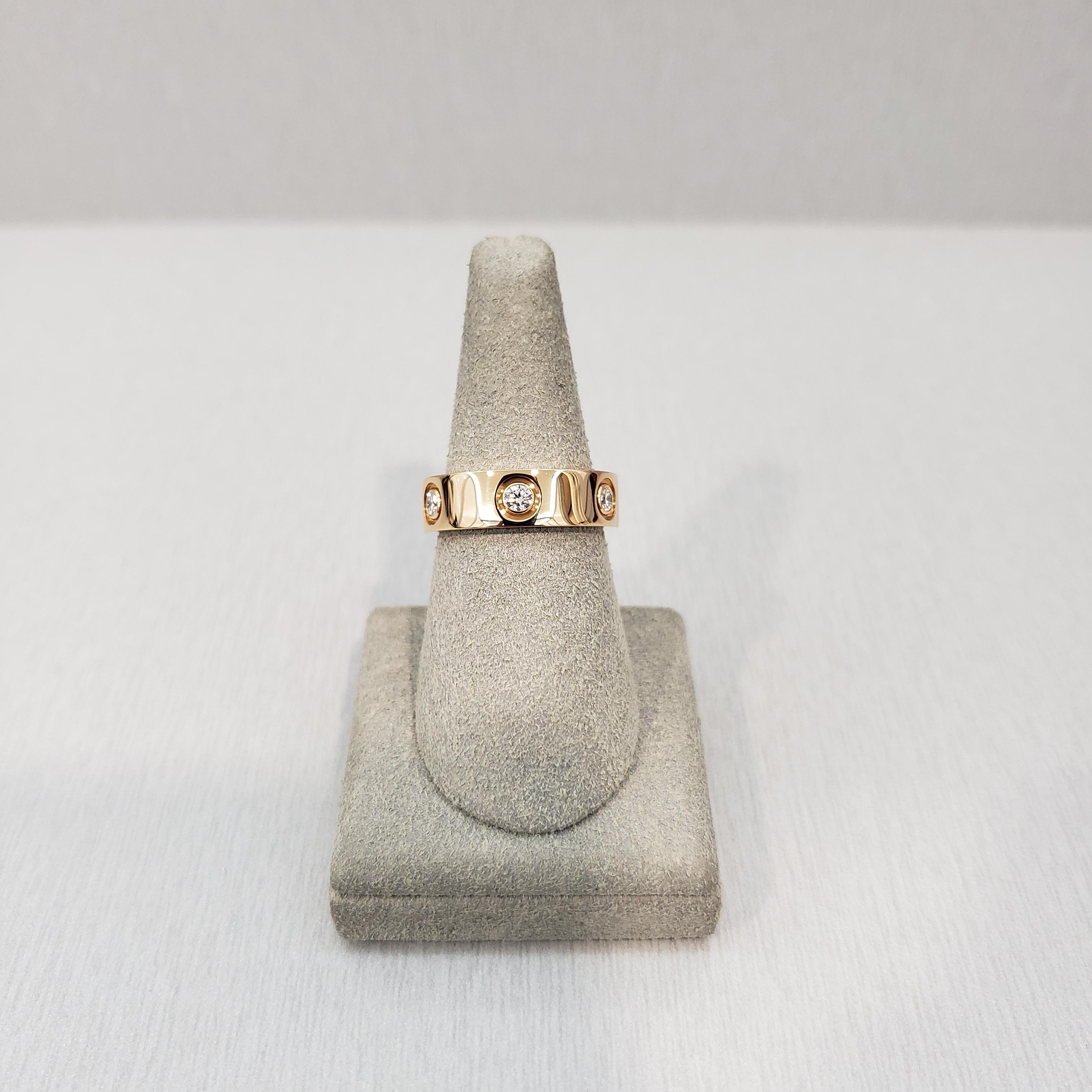 Cartier Diamond 18 Karat Rose Gold Love Ring In Excellent Condition In New York, NY