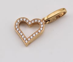 Cartier Diamond 18K Rose Gold Open Heart Charm Pendant