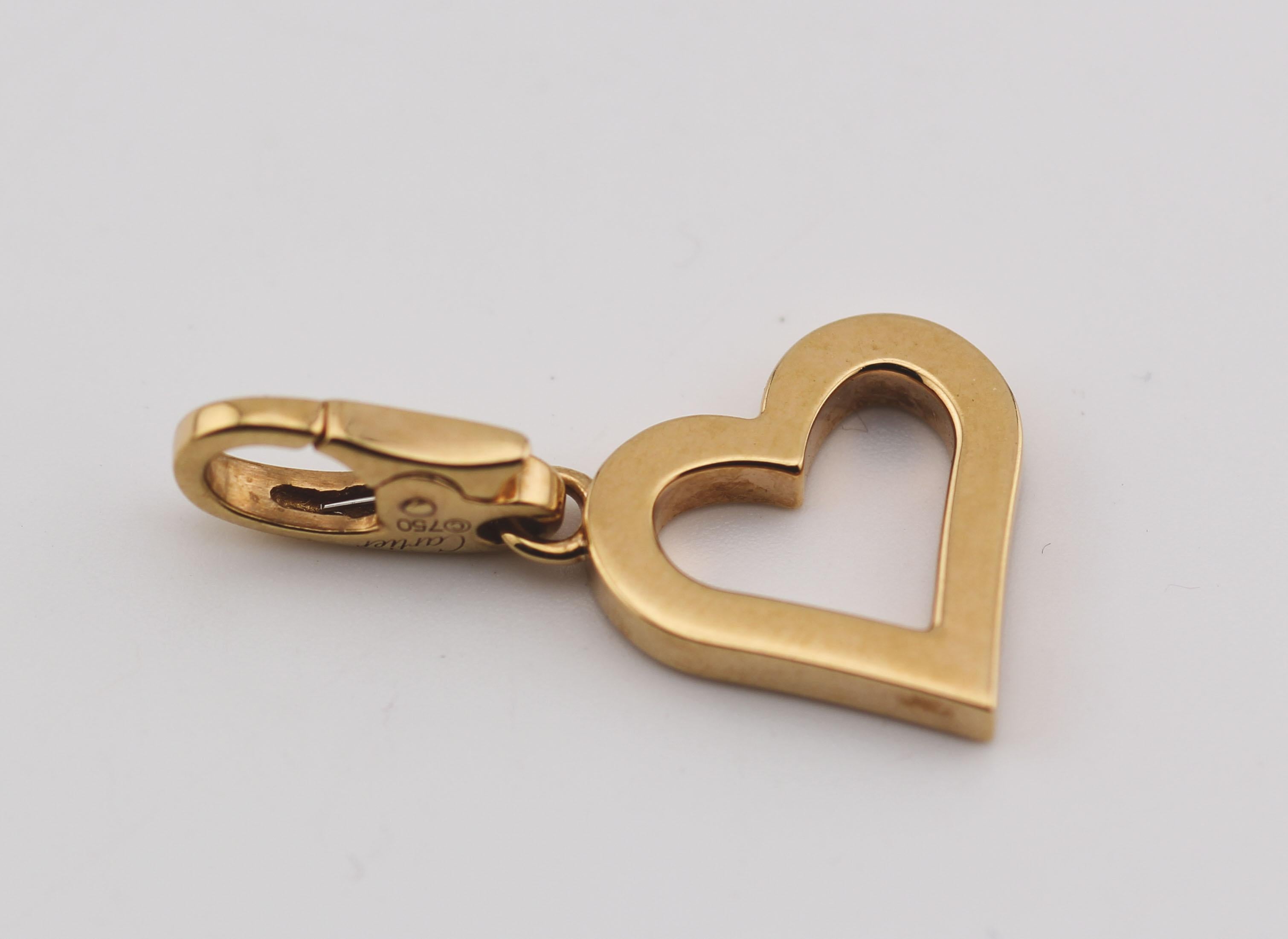 Women's or Men's Cartier Diamond 18K Rose Gold Open Heart Charm Pendant For Sale