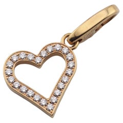 Cartier Diamond 18K Rose Gold Open Heart Charm Pendant