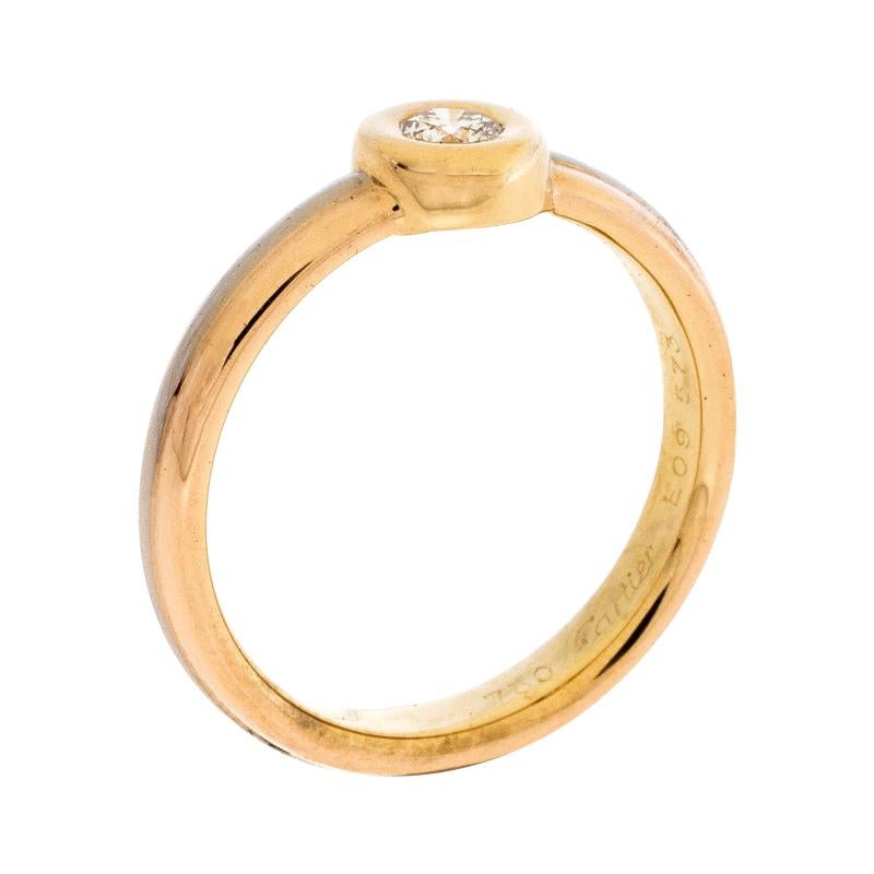 Cartier Diamond 18K Tri-Color Gold Band Ring Size 54