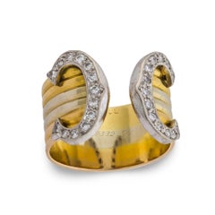 Cartier diamond 18k tricolor gold Double C band