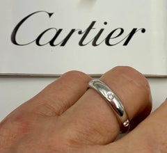 Cartier Diamond 18K White Gold 1895 3.5mm Width, 6 Diamond Band Ring