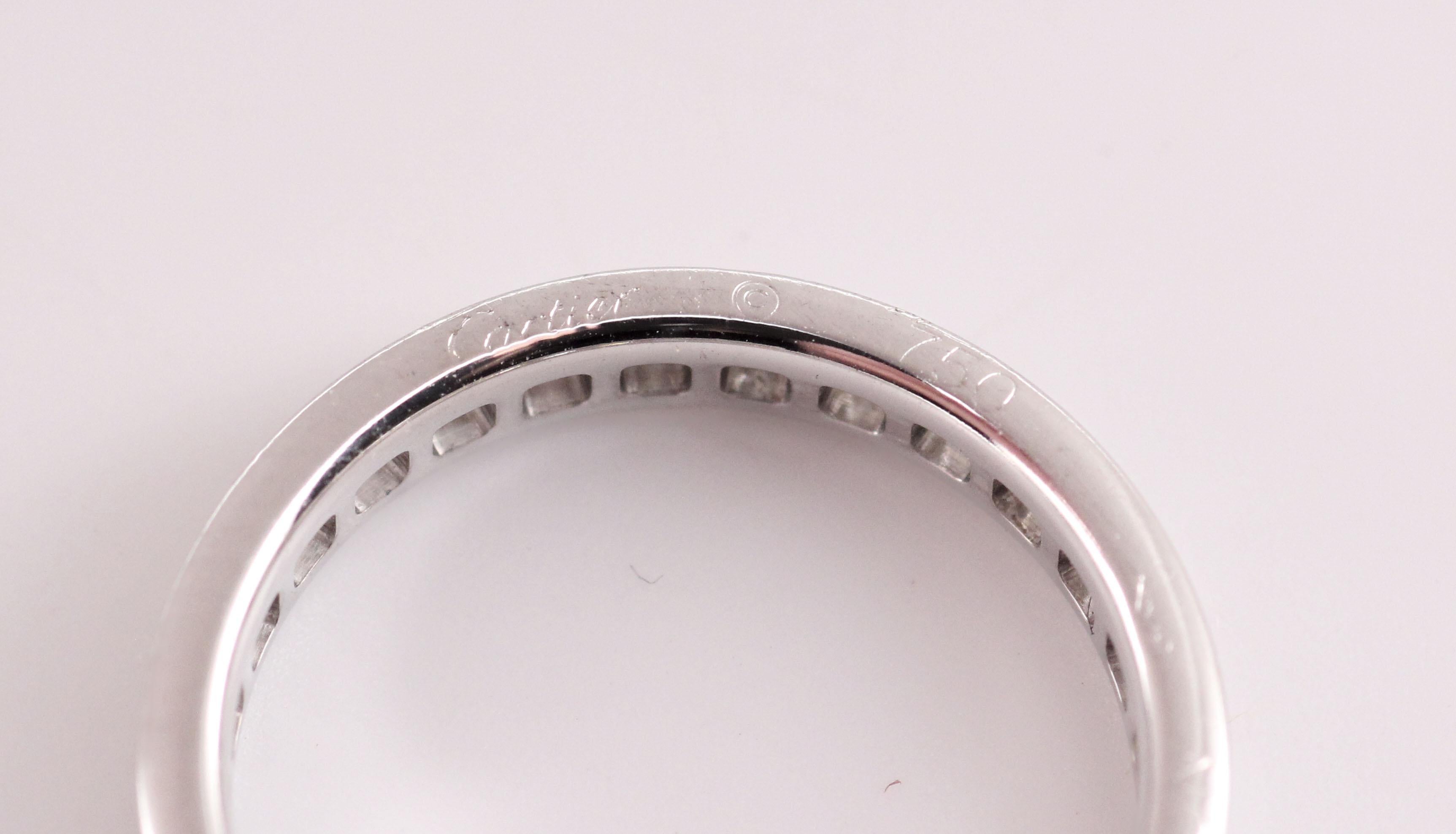 Cartier Diamant 18k Weißgold Band Ring Größe 4,75 Damen im Angebot