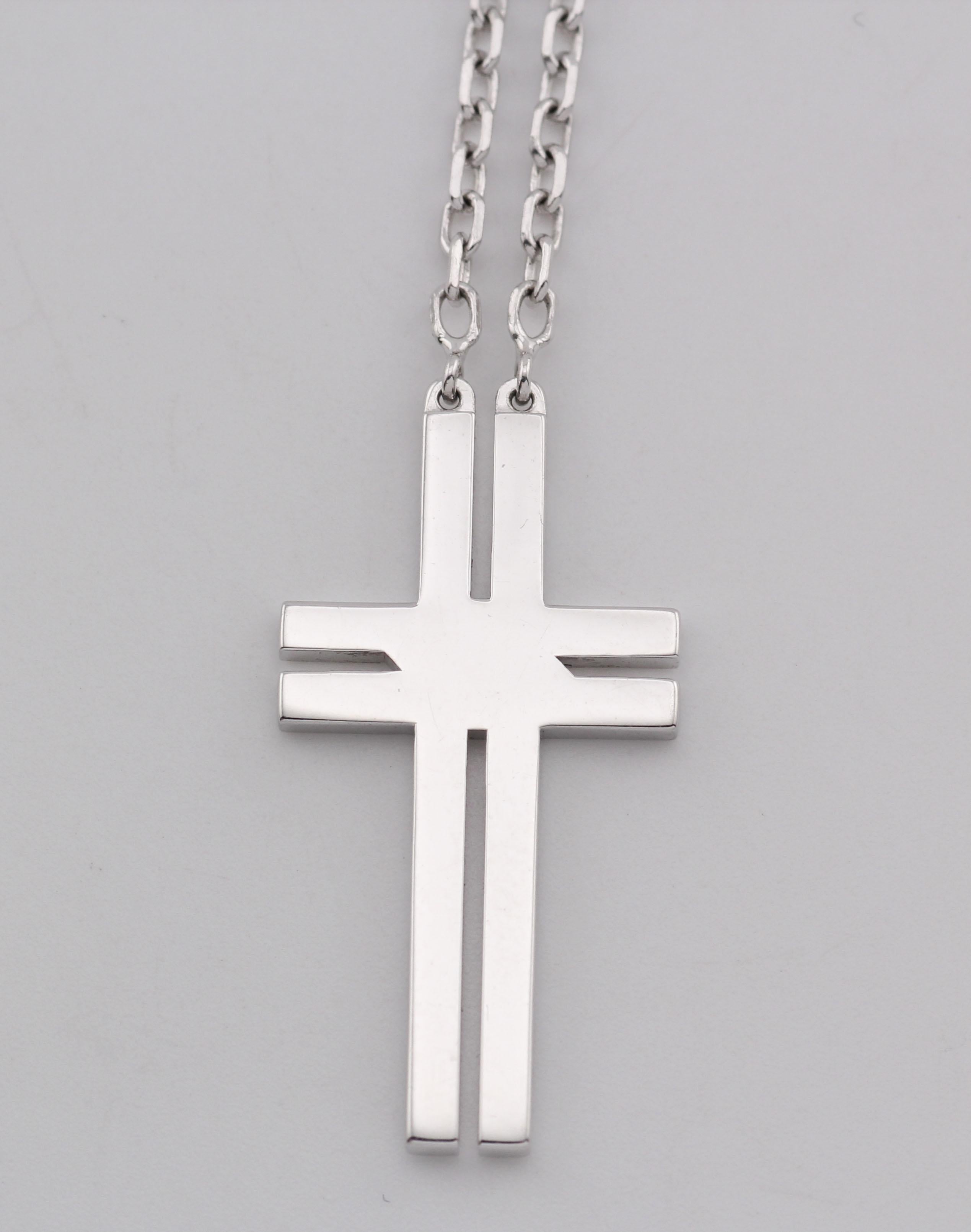 Cartier Diamant 18K Weißgold Kreuz Armband w / Cert im Zustand „Gut“ im Angebot in Simpsonville, SC