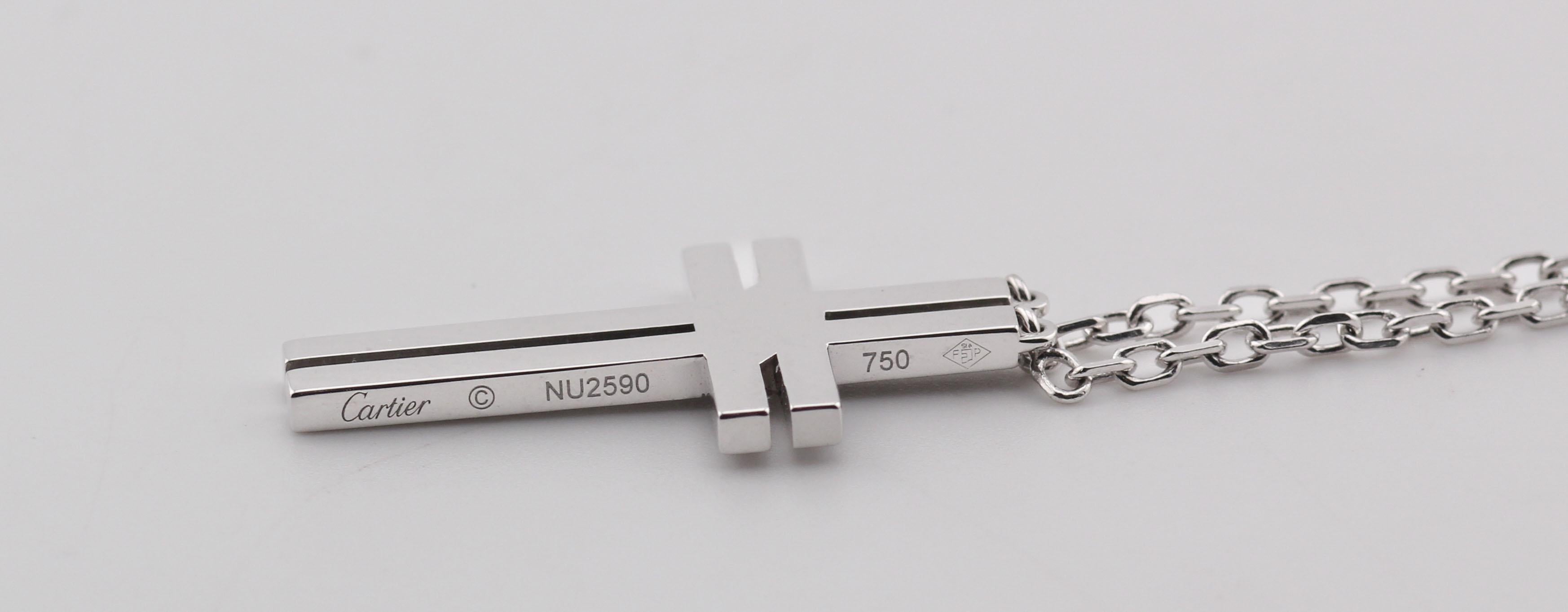 Cartier Diamant 18K Weißgold Kreuz Armband w / Cert für Damen oder Herren im Angebot