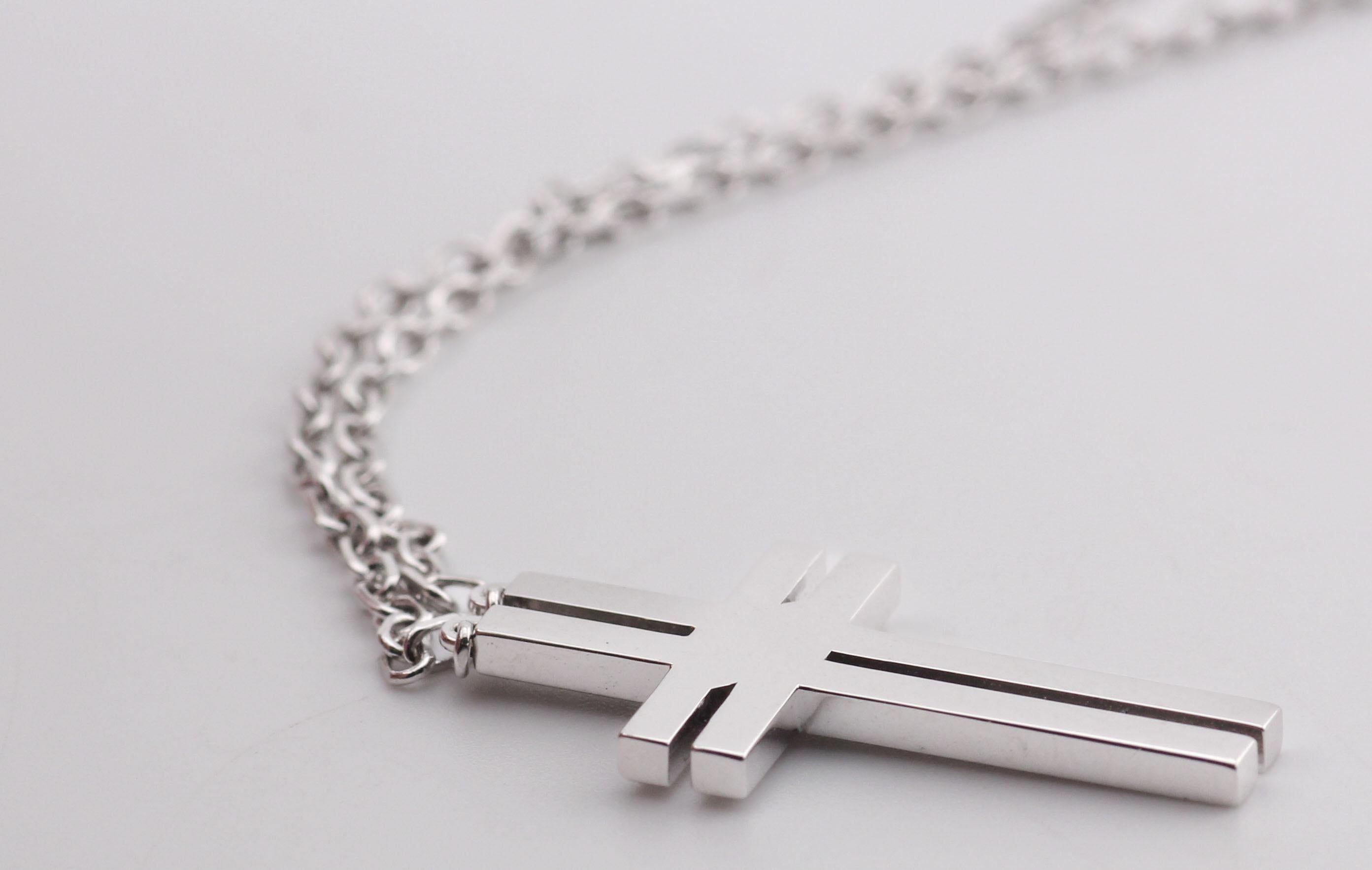 Cartier Diamant 18K Weißgold Kreuz Armband w / Cert im Angebot 1